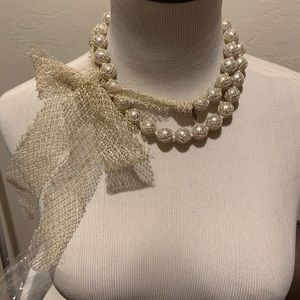 Lee Angel Tulle Wrapped Pearl Necklace